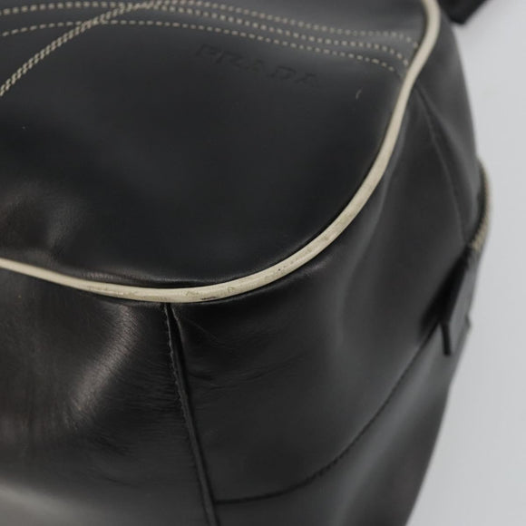 PRADA Hand Bag Leather Black Silver Auth 183362V