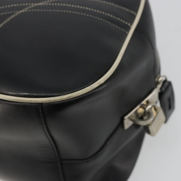 PRADA Hand Bag Leather Black Silver Auth 183362V