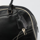 PRADA Hand Bag Leather Black Silver Auth 183362V-9