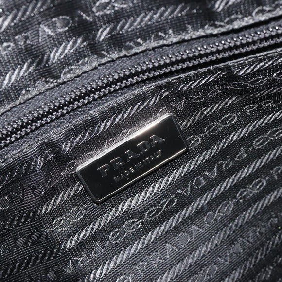 PRADA Hand Bag Leather Black Silver Auth 183362V