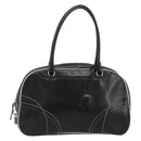 PRADA Hand Bag Leather Black Silver Auth 183362V-13