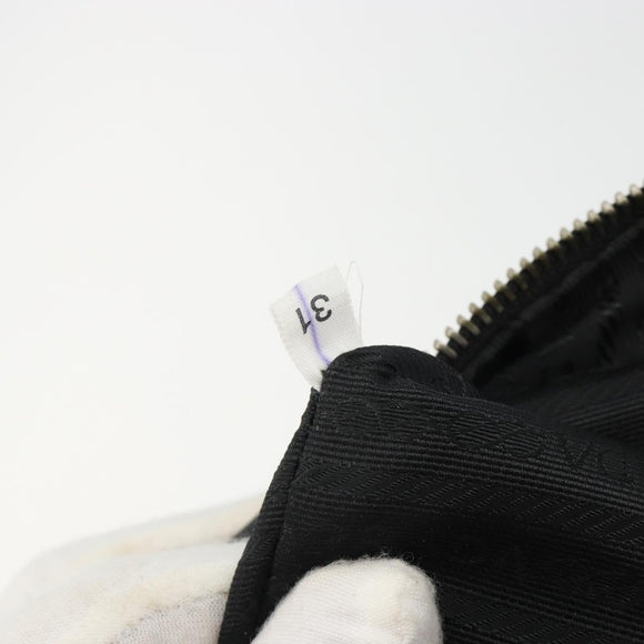 PRADA Hand Bag Leather Black Silver Auth 183362V