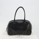 PRADA Hand Bag Leather Black Silver Auth 183362V-12