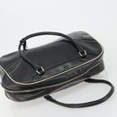 PRADA Hand Bag Leather Black Silver Auth 183362V-6