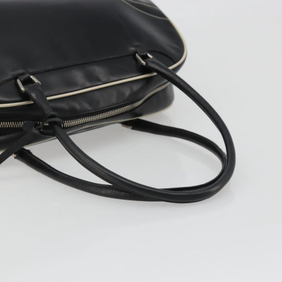 PRADA Hand Bag Leather Black Silver Auth 183362V