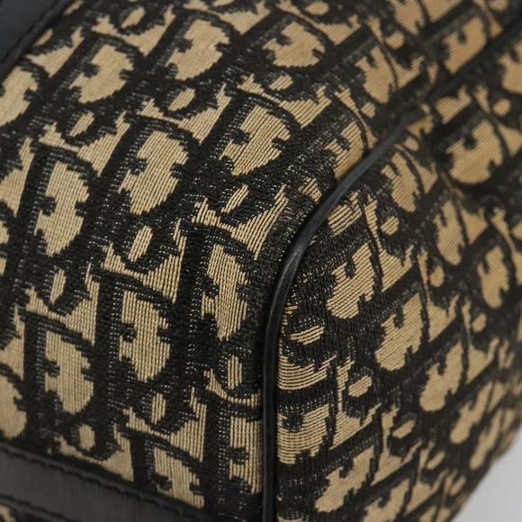 Christian Dior Trotter Canvas Hand Bag Navy Gold Auth 183363