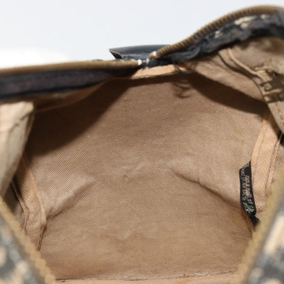 Christian Dior Trotter Canvas Hand Bag Navy Gold Auth 183363