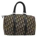 Christian Dior Trotter Canvas Hand Bag Navy Gold Auth 183363-2