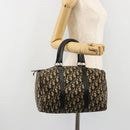 Christian Dior Trotter Canvas Hand Bag Navy Gold Auth 183363-21