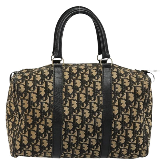 Christian Dior Trotter Canvas Hand Bag Navy Gold Auth 183363
