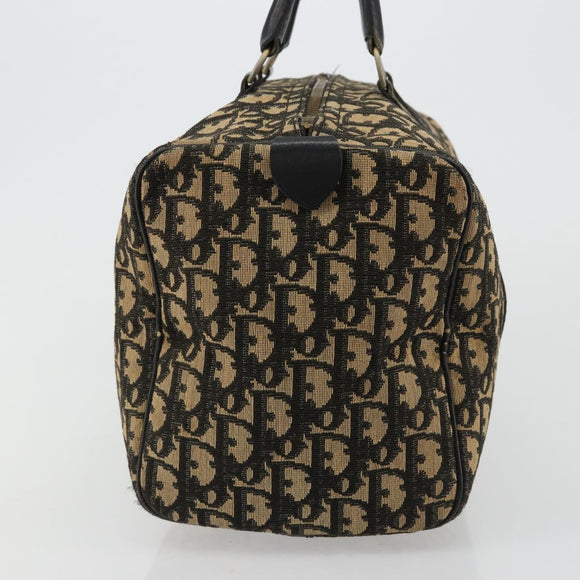 Christian Dior Trotter Canvas Hand Bag Navy Gold Auth 183363