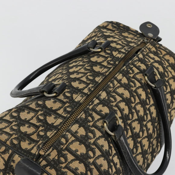 Christian Dior Trotter Canvas Hand Bag Navy Gold Auth 183363