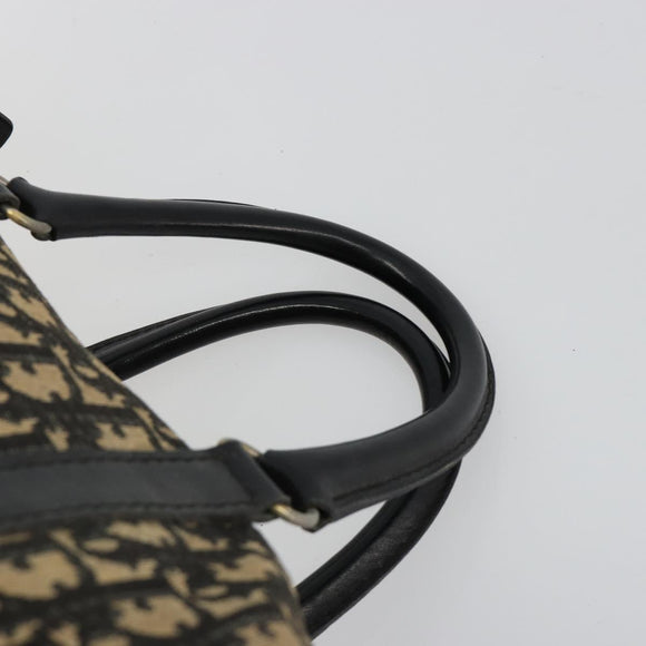 Christian Dior Trotter Canvas Hand Bag Navy Gold Auth 183363