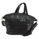 GIVENCHY Hand Bag Leather 2way Black Gold Auth 183364-1