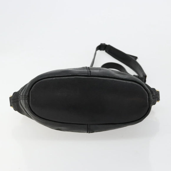 GIVENCHY Hand Bag Leather 2way Black Gold Auth 183364