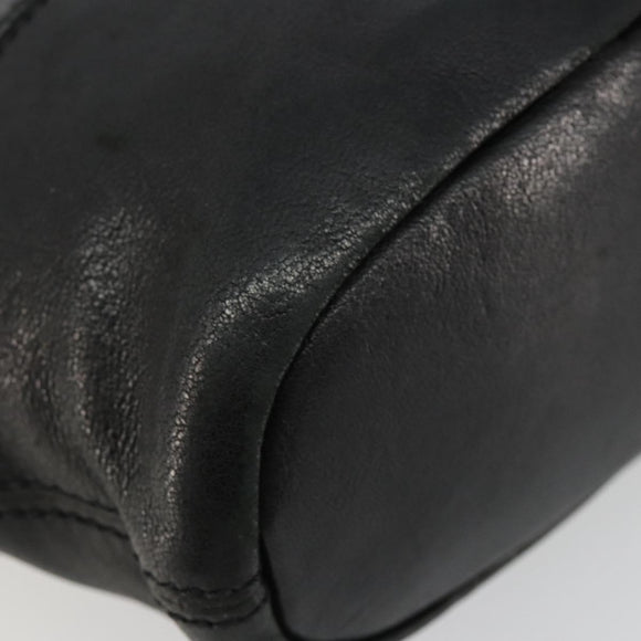 GIVENCHY Hand Bag Leather 2way Black Gold Auth 183364
