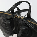 GIVENCHY Hand Bag Leather 2way Black Gold Auth 183364-18