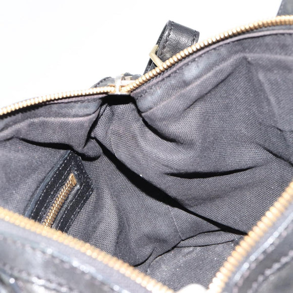 GIVENCHY Hand Bag Leather 2way Black Gold Auth 183364