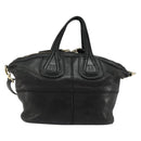 GIVENCHY Hand Bag Leather 2way Black Gold Auth 183364-13