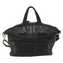 GIVENCHY Hand Bag Leather 2way Black Gold Auth 183364-2