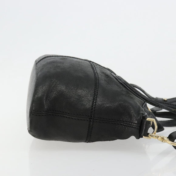 GIVENCHY Hand Bag Leather 2way Black Gold Auth 183364