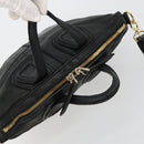 GIVENCHY Hand Bag Leather 2way Black Gold Auth 183364-6