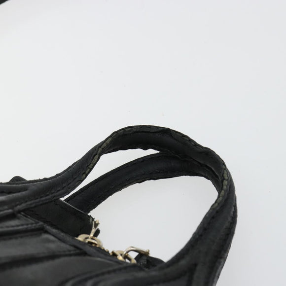 GIVENCHY Hand Bag Leather 2way Black Gold Auth 183364
