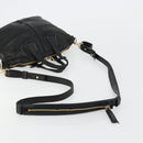 GIVENCHY Hand Bag Leather 2way Black Gold Auth 183364-9