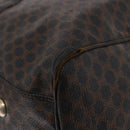 CELINE Macadam Canvas Boston Bag PVC Leather Black Gold Auth 183367-14