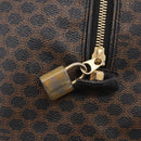 CELINE Macadam Canvas Boston Bag PVC Leather Black Gold Auth 183367-17