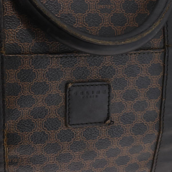 CELINE Macadam Canvas Boston Bag PVC Leather Black Gold Auth 183367