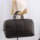 CELINE Macadam Canvas Boston Bag PVC Leather Black Gold Auth 183367-23