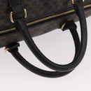 CELINE Macadam Canvas Boston Bag PVC Leather Black Gold Auth 183367-7