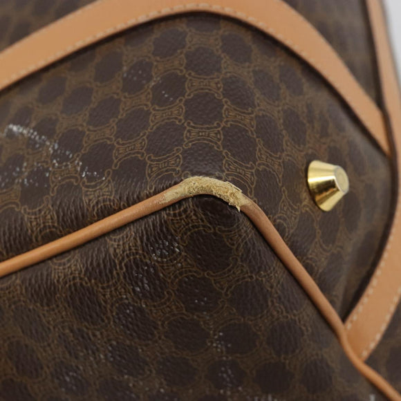 CELINE Macadam Canvas Hand Bag PVC Leather Brown Gold Auth 183369A