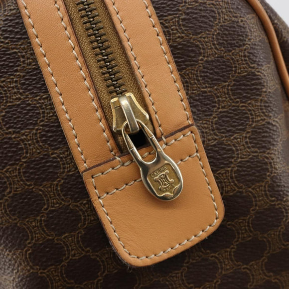 CELINE Macadam Canvas Hand Bag PVC Leather Brown Gold Auth 183369A