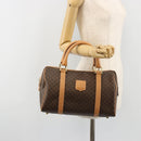 CELINE Macadam Canvas Hand Bag PVC Leather Brown Gold Auth 183369A-23