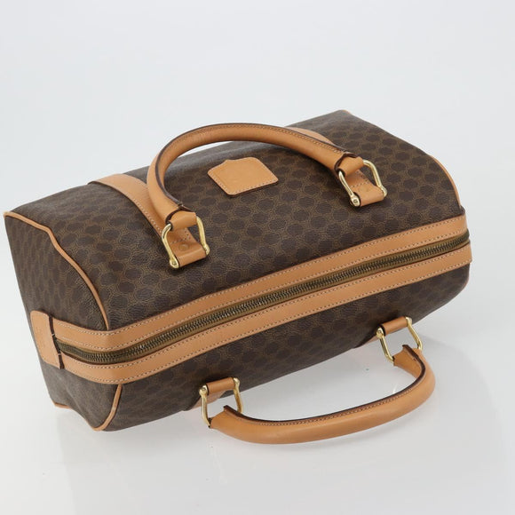 CELINE Macadam Canvas Hand Bag PVC Leather Brown Gold Auth 183369A
