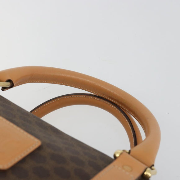 CELINE Macadam Canvas Hand Bag PVC Leather Brown Gold Auth 183369A
