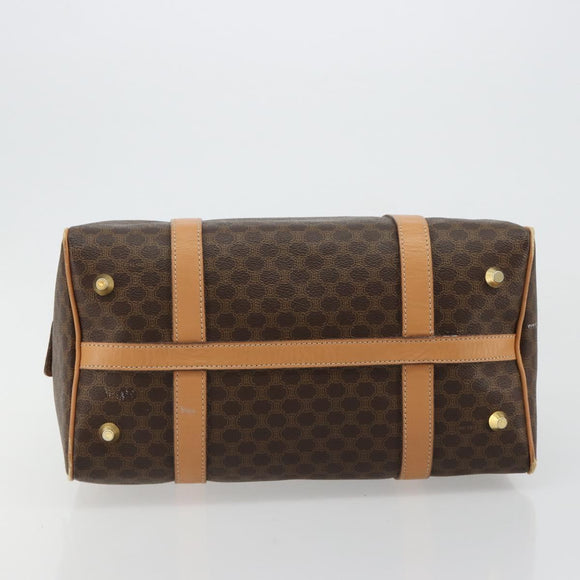 CELINE Macadam Canvas Hand Bag PVC Leather Brown Gold Auth 183369A