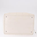 CHANEL Choco Bar Hand Bag Lamb Skin White Silver CC Auth 183371A-6