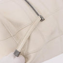 CHANEL Choco Bar Hand Bag Lamb Skin White Silver CC Auth 183371A-17