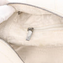 CHANEL Choco Bar Hand Bag Lamb Skin White Silver CC Auth 183371A-21