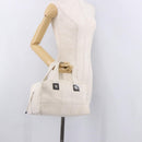 CHANEL Choco Bar Hand Bag Lamb Skin White Silver CC Auth 183371A-23