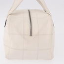 CHANEL Choco Bar Hand Bag Lamb Skin White Silver CC Auth 183371A-4