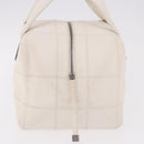 CHANEL Choco Bar Hand Bag Lamb Skin White Silver CC Auth 183371A-5