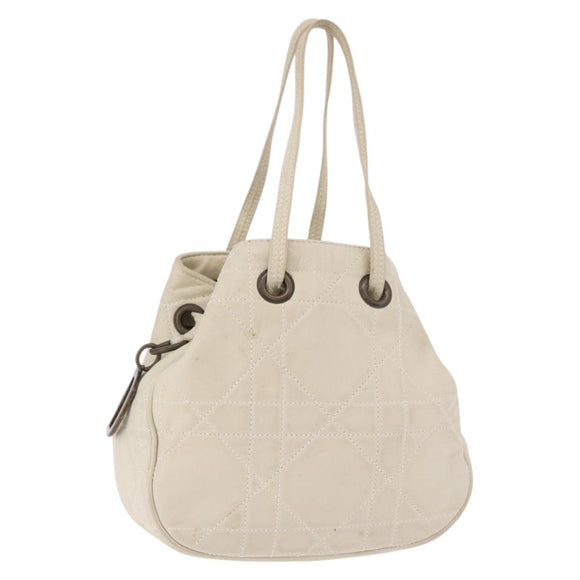 Christian Dior Purse Lady Dior Hand Bag Leather Ivory Auth 183372