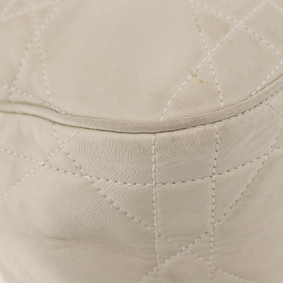 Christian Dior Purse Lady Dior Hand Bag Leather Ivory Auth 183372
