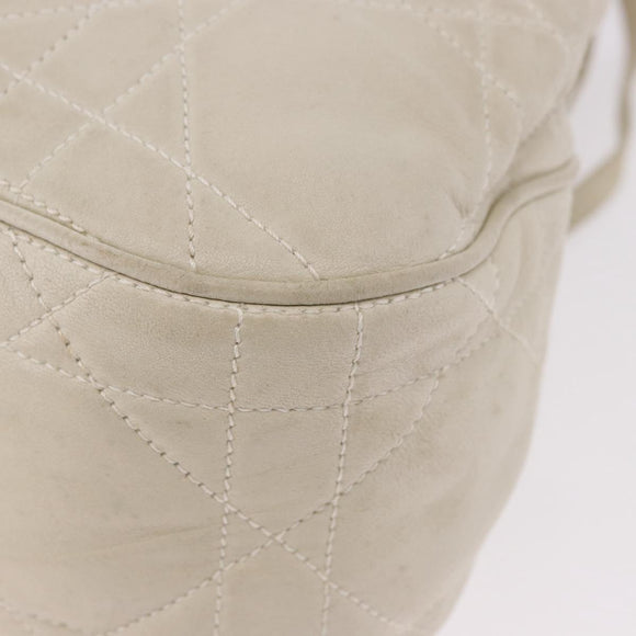 Christian Dior Purse Lady Dior Hand Bag Leather Ivory Auth 183372