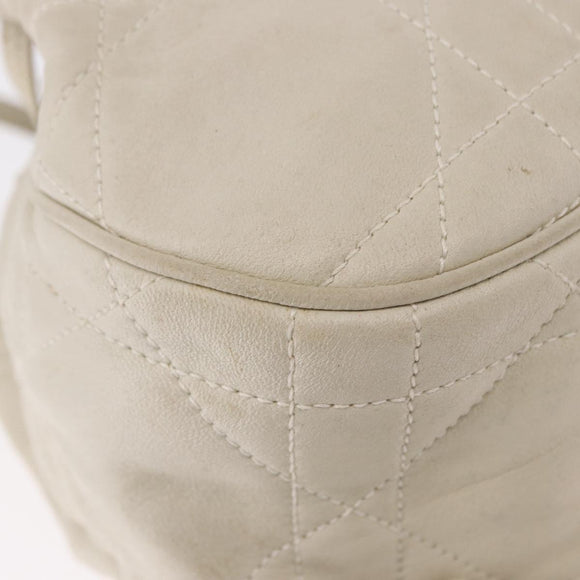 Christian Dior Purse Lady Dior Hand Bag Leather Ivory Auth 183372