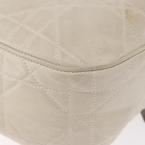 Christian Dior Purse Lady Dior Hand Bag Leather Ivory Auth 183372